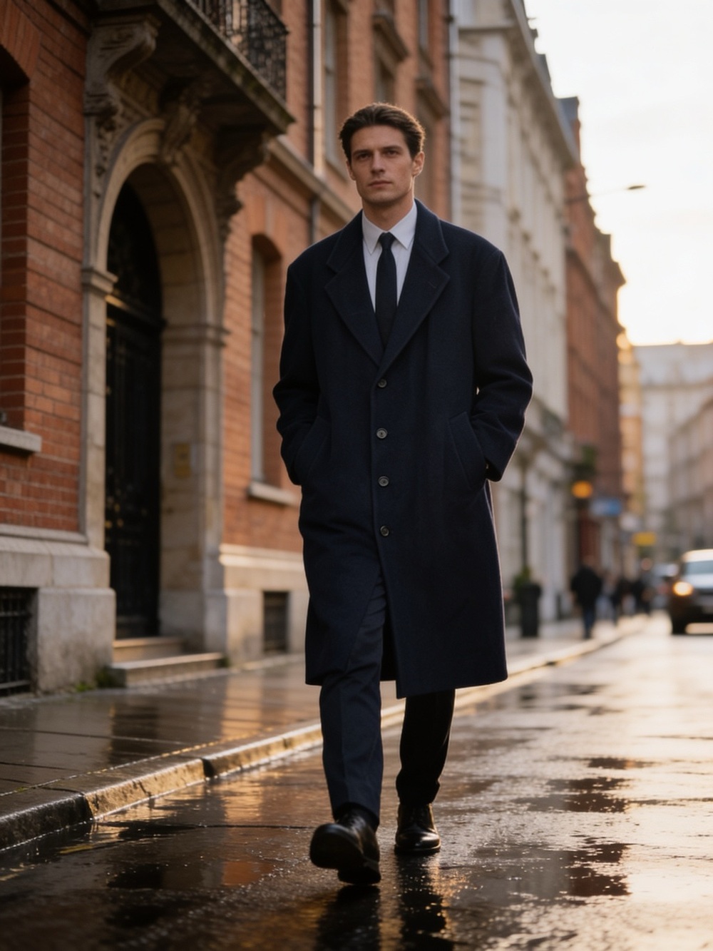 Neiman Marcus Men's Navy Single-Breasted Pea Coat